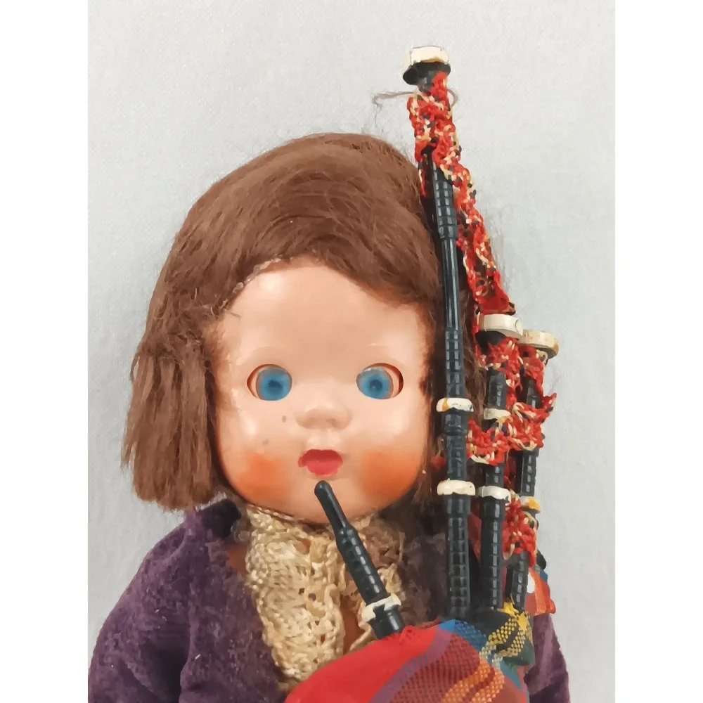 Vintage Roddy Scottish‎ Bagpipe Boy Doll Bagpiper Moving Eyes Traditional Outfit